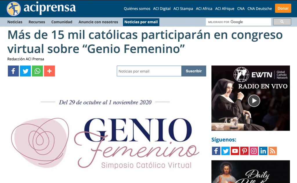 Simposio catolico virtual genio femenino aciprensa